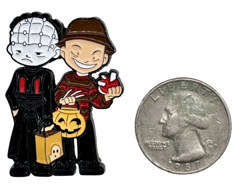 Pinhead and Freddy Trick or Treat Enamel Pin