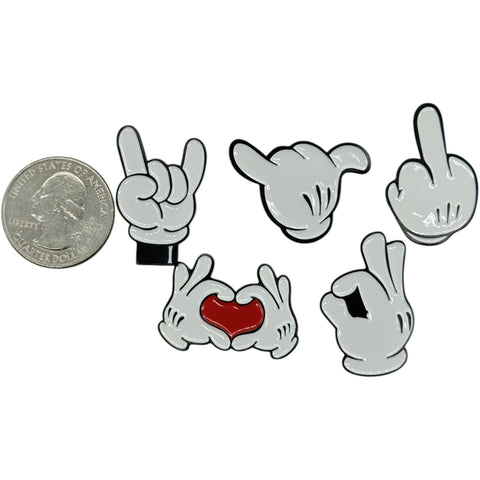 Cartoon Gesture Hands Enamel 5 Pin Pack