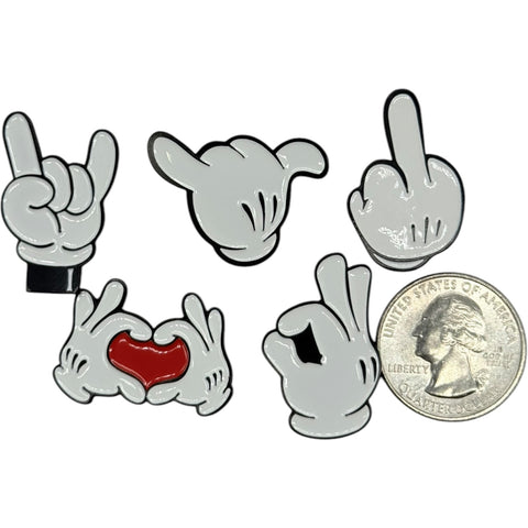 Cartoon Gesture Hands Enamel 5 Pin Pack