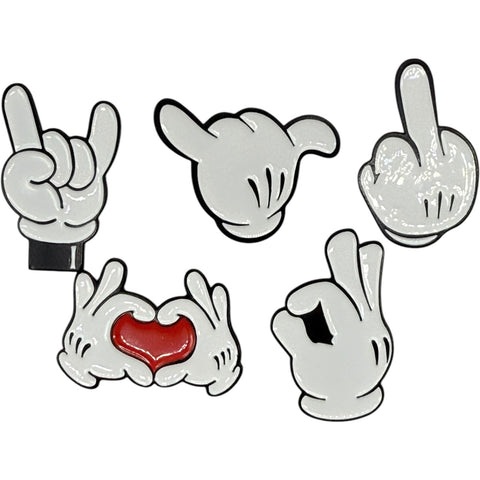 Cartoon Gesture Hands Enamel 5 Pin Pack