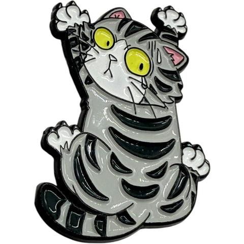 Anxious Cat Enamel Pin