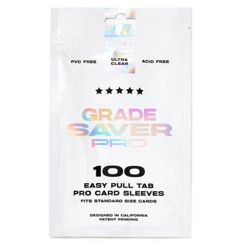 RedGuardian Gradesaver Pro card sleeves with easy pull tab, 100 count, PVC-free, acid-free, ultra clear polypropylene.
