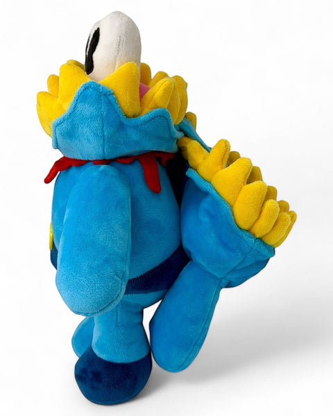 RedGuardian Knav Plush, a 16.5" collectible with blue body, yellow spiky collar, red neck accent, and white head with black eyes.