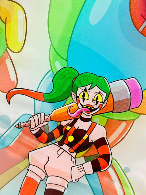 Aria The Creative Clown and Mega Chunder Box Frame Art Piece