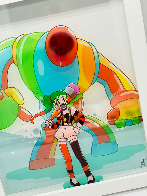 Aria The Creative Clown and Mega Chunder Box Frame Art Piece