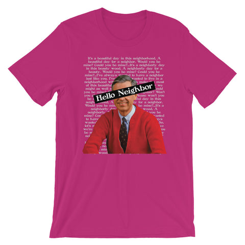 Mister Rogers "Hello Neighbor" Short-Sleeve Unisex T-Shirt - RedGuardian Art & Toys