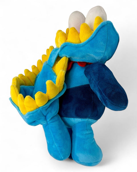 RedGuardian Knav Plush, a 16.5" blue collectible with yellow teeth and a red bow tie. Features removable head.