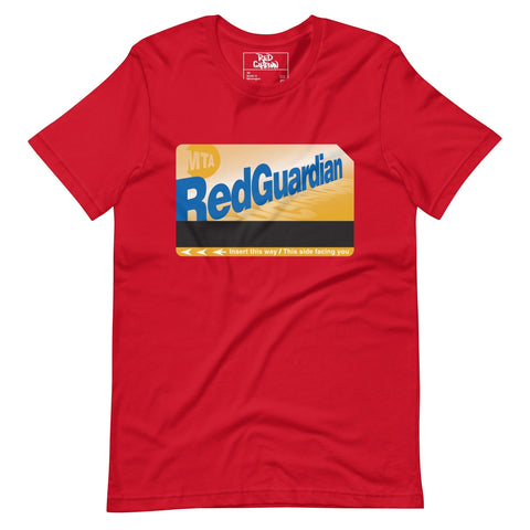 Red Guardian Metrocard graphic t-shirt, unisex, 100% cotton, lightweight and comfortable fit.
