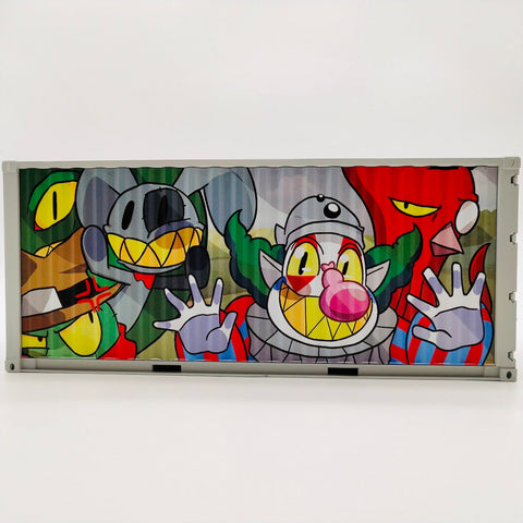 RedGuardian x Martian Toys "Can’t Contain Us” 1:20 scale vinyl shipping container with cartoon characters. Features working doors.