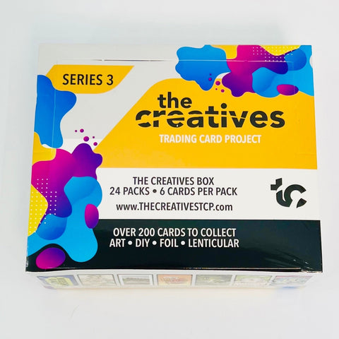 RedGuardian The Creatives Trading Card Project Series 3 box featuring colorful abstract shapes and text. Includes 24 packs with 6 cards each.