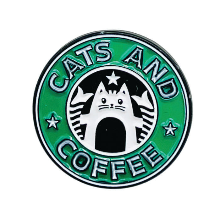 Cats and Coffee Starbucks Logo Enamel Pin