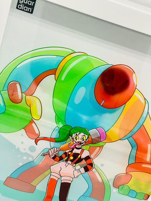 Aria The Creative Clown and Mega Chunder Box Frame Art Piece