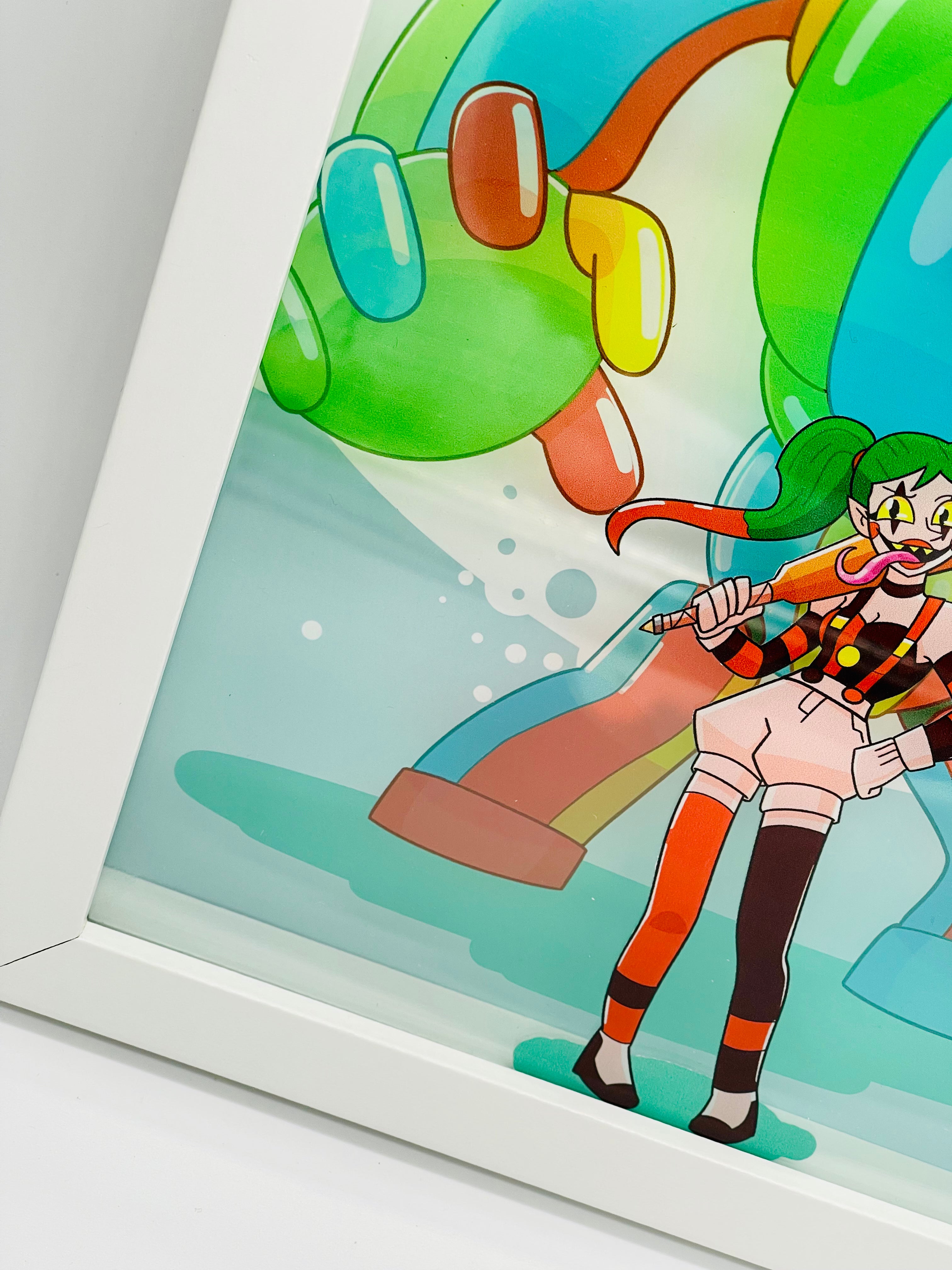 Aria The Creative Clown and Mega Chunder Box Frame Art Piece